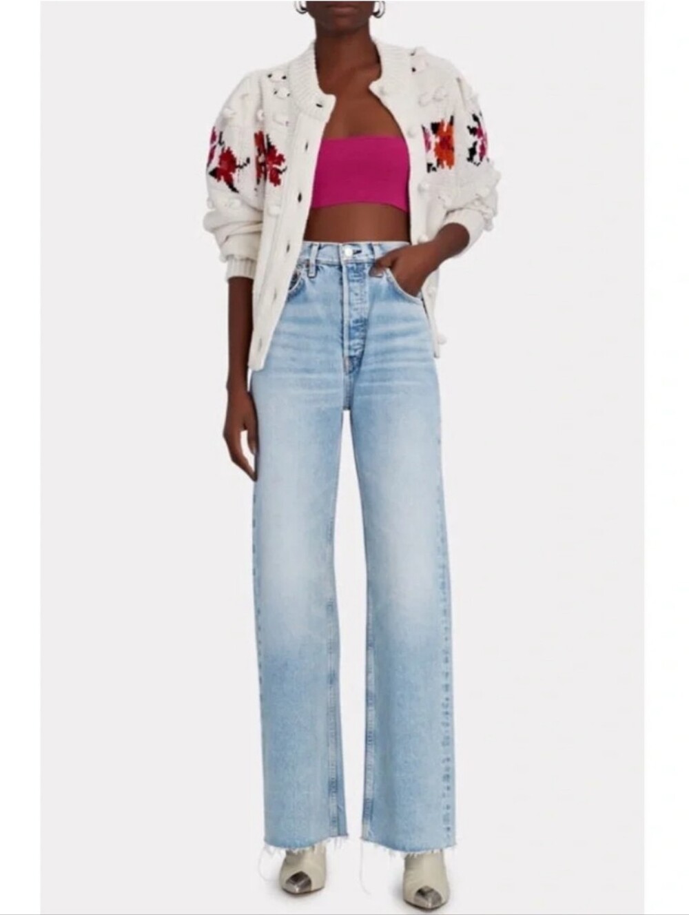Re/Done 70s Ultra High Rise Wide Leg Jeans Denim Size 24 Color 60s Fade